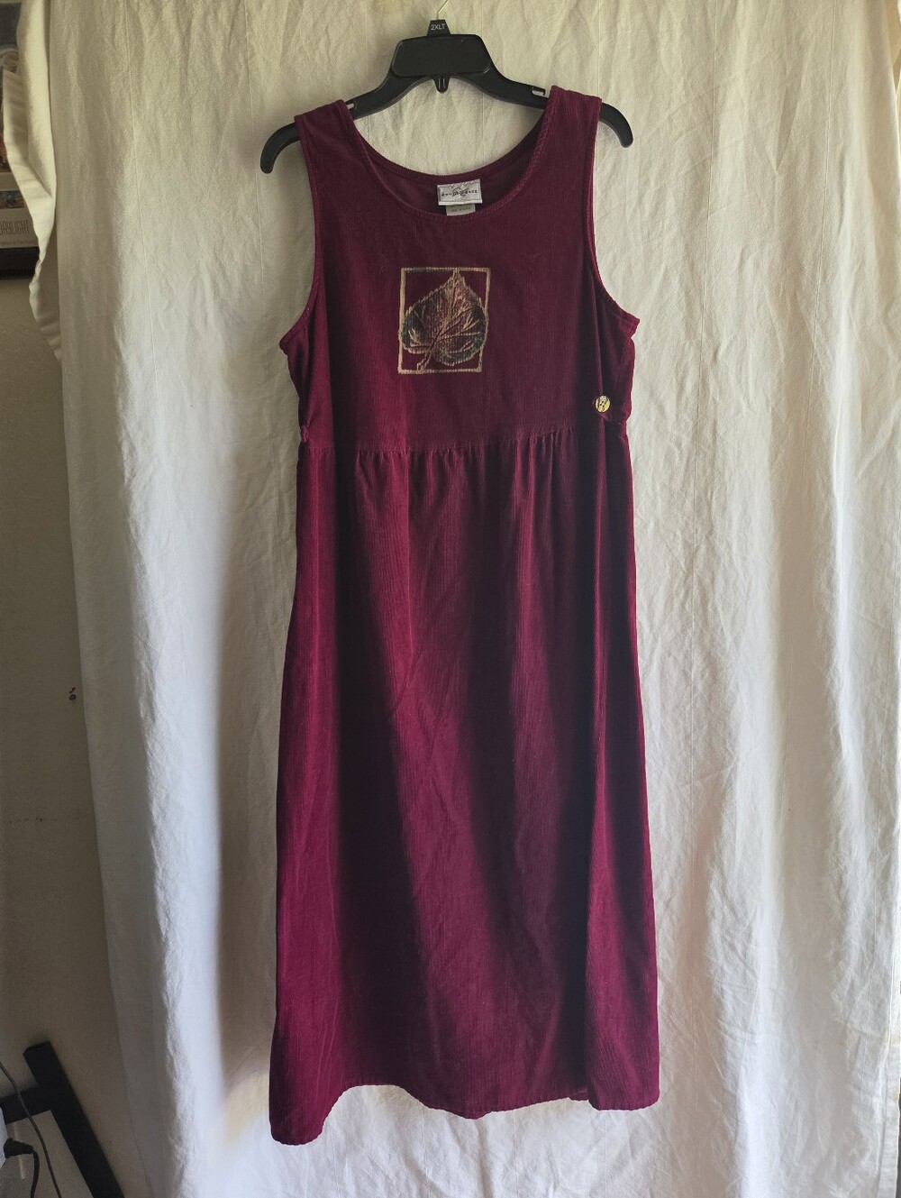 Studio Ease Vintage 1990s Corduroy Jumper Dress Size 10 Burgundy Fall Cotton